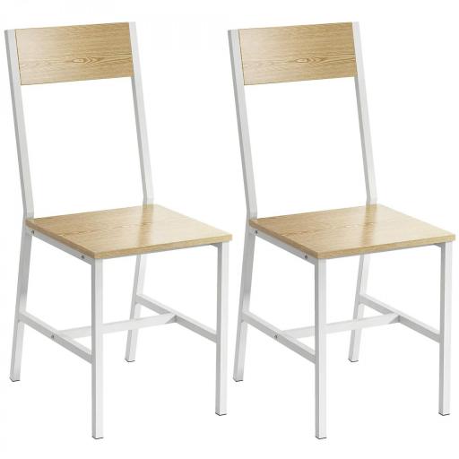 Juego de 2 Sillas de Comedor Sillas de Cocina con Respaldo Inclinado Estructura Metálica Natural [8]
