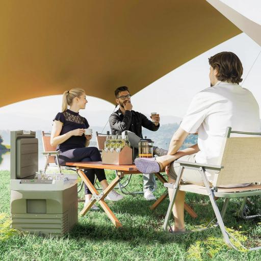 Nevera Portátil Eléctrica 30L Refrigerador de Coche 12V/24V -20℃ a +20 ℃ con Pantalla LED Táctil 61x39x41,5 cm Verde