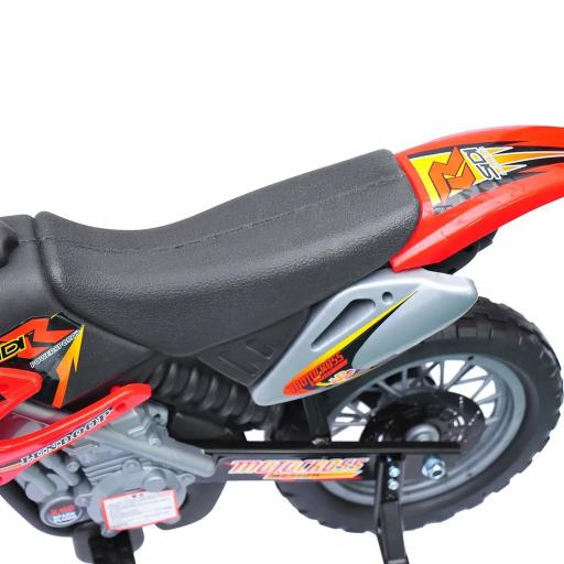 Moto Electrica Infantil Bateria 6V Recargable Niños 3+ Años Cargador y Ruedas Apoyo 102x53x66 cm Color Rojo [6]
