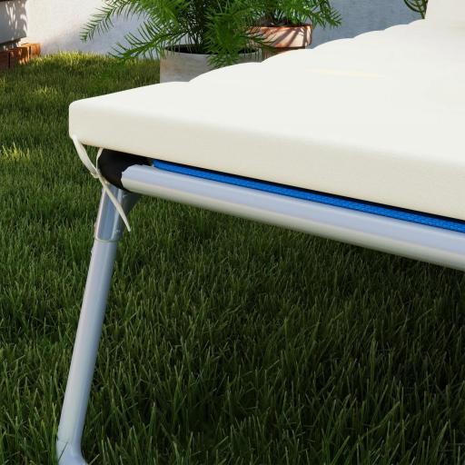 Pack 2 Cojines para Tumbonas Plegables 203x66x3 cm con Reposacabezas y Correas de Sujeción Crema [7]