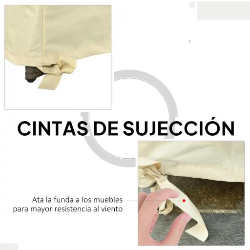 Funda para Banco de Jardín 2 Plazas, Funda Sofá Exterior Impermeable, Tela Oxford 600D con Recubrimiento, 140x84x56/94 cm para Patio, Terraza, Crema [5]