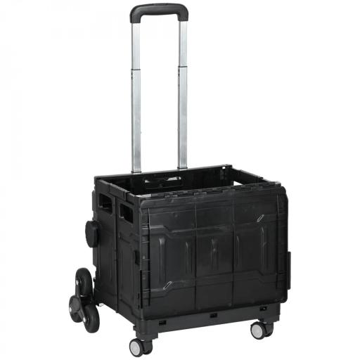 Carrito de la Compra Plegable con 2 Ruedas para Subir Escaleras Ángulo y Longitud de Mango Ajustable 48x43x95 cm Negro [8]