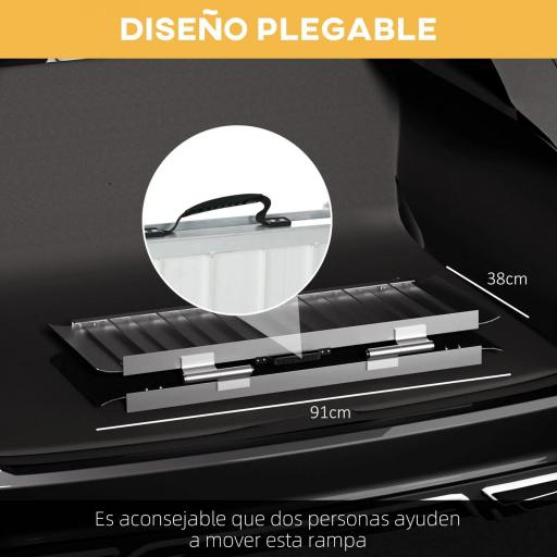 Rampa para Sillas de Ruedas Plegable de Aleación de Aluminio 91 cm con Adhesivos Reflectantes Carga 272 kg Negro [9]