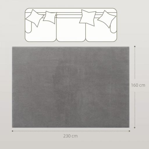 Alfombra Salón 160x230 cm Lavable en Lavadora Pelo Largo Estilo Moderno Tapete para Sala de Estar Dormitorio Gris Claro [8]