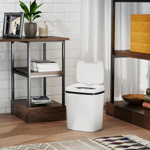 Cubo de Basura Cocina Automático 15 L con Sensor Infrarrojo y Modo Manual Anillo de Retención Antihuellas Blanco [4]
