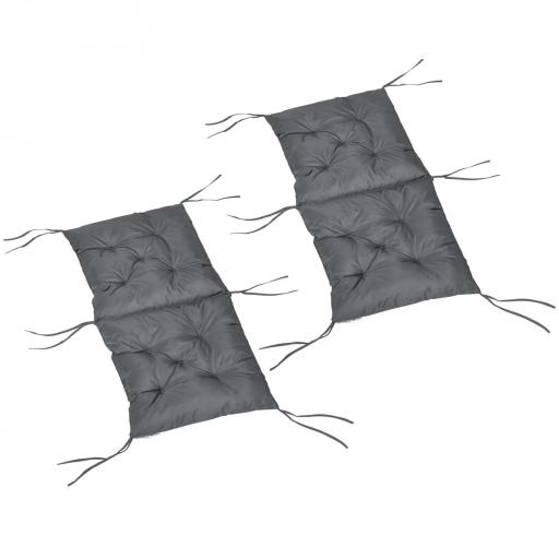 Conjunto de 2 Cojines para Silla 50x98x8 cm con Respaldo 6 Cordones de Fijación para Jardín Terraza Balcón Gris Oscuro [9]