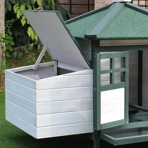 Gallinero de Madera Jaula para Gallinas de Exterior con Nido Bandeja Extraíble y Espacio para Correr 196x76x97 cm Verde [7]