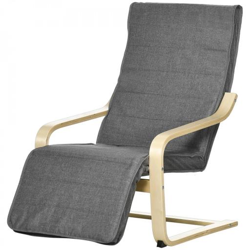 Sillón de Salón con Reposapiés Ajustable Silla Relax Butaca Tapizado en Tela para Oficina Dormitorio 66,5x94x100 cm Gris [3]