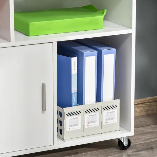 Mueble Auxiliar de Oficina Mueble Archivador con Ruedas Estantes y Cajones Armario Multiusos con Gran Almacenaje 100x35x65 cm Blanco [7]