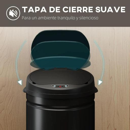 Cubo de Basura Cocina Automático 30 L Sensor Infrarrojo Cierre Automático Antihuellas Acero Inoxidable Negro [3]