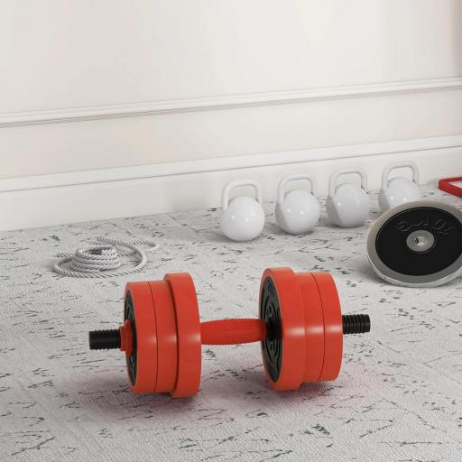 Kit de Gimnasio 4 en 1 con Barra de Pesas Mancuernas Kettlebell para Entrenamiento de Fuerza en Casa Color Rojo y Negro [6]