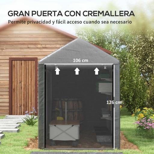 Carpa para Bicicletas y Motos 1,2x1,8x1,65 m con 2 Habitaciones Puerta con Cremallera Impermeable Anti-UV Gris Oscuro [7]