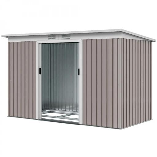 Caseta de Jardín Exterior 3,2 m² 280x130x172 cm Cobertizo de Jardín con Puertas Correderas y Ventilaciones Gris Claro [8]