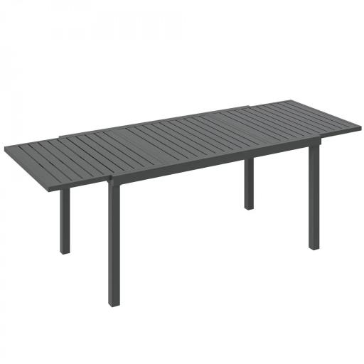 Mesa de Jardín Extensible 150/225x85x75 cm Mesa de Comedor de Aluminio con Tablero de Listones para 6-8 Personas Gris [13]