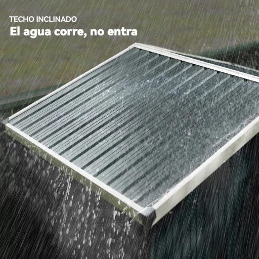 Cobertizo de Jardín Exterior 1,1 m² 136x87x179 cm con Puerta Corredera Techo Inclinado y Guantes Gris Oscuro [3]