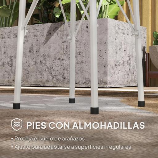 Mesa de Jardín Redonda de Acero con Diseño de Flores y Hojas Patas Ajustables y Estructura en Forma de X Ø40x50cm Blanco [2]