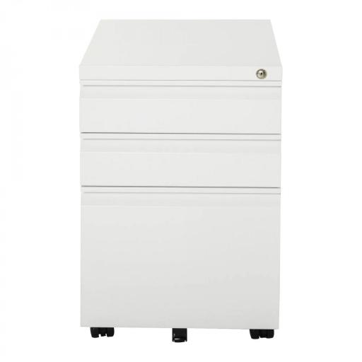 Cajonera de Oficina con Ruedas Mueble con Cerradura 2 Cajones y 1 Archivador para Tamaño A4 Carta 39x48x60 cm Blanco [8]