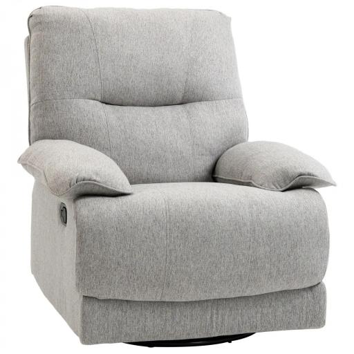 Sofá Reclinable Manual Sillón Relax Tapizado en Tela Reposapiés Carga 160 kg para Personas 150-190 cm 89x98x101 cm Gris [9]
