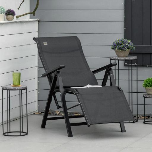 Tumbona Plegable de Jardín Tumbona Gravedad Cero con Respaldo Ajustable en 9 Posiciones con Cojín 70x65x111 cm Negro [6]