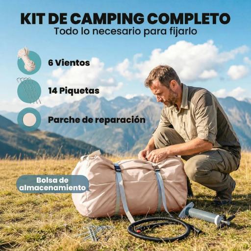 Tienda de Campaña Inflable con Apertura de Chimenea y Claraboya Bomba Bolsa UPF30+ para 4 Estaciones Impermeable 5000+ [7]