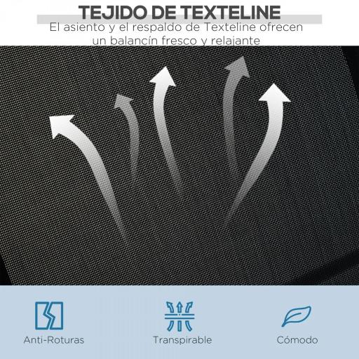 Columpio Jardín Exterior Balancín Jardín Exterior de 3 Plazas con Toldo Ajustable Respaldo Transpirable y Marco de Metal para Terraza Balcón Carga 240 kg 171x108x150 cm Negro [5]