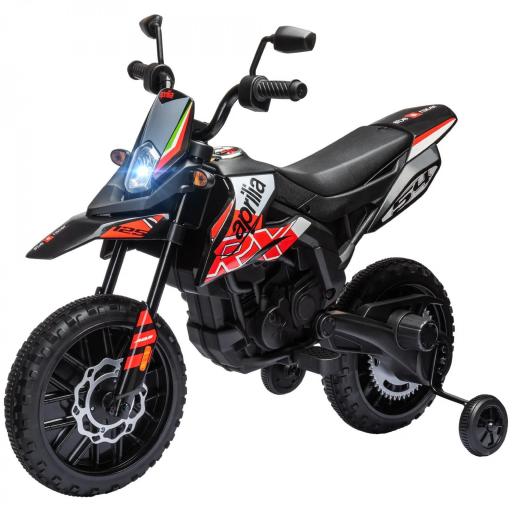  Moto Eléctrica para Niños 12V con Licencia Aprilia con Ruedas Auxiliares Desmontables 6 km/h Suspensión Trasera Rojo [10]
