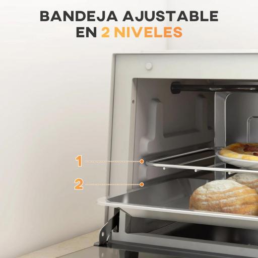 Mini Horno Eléctrico 9L Horno Eléctrico Sobremesa 750W con Temperatura Ajustable Temporizador 35x24,6x20 cm Blanco Crema [8]