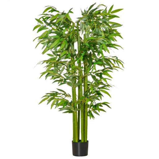 Árbol de Bambú Artificial Planta Artificial con 975 Hojas y Maceta Decorativa para Hogar Salón 160 cm Verde [3]