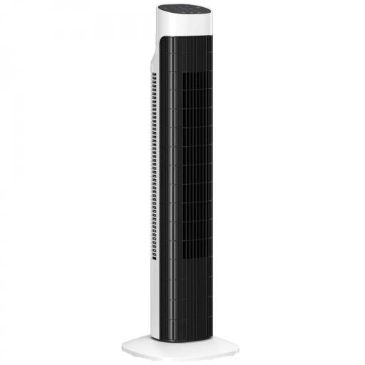 Ventilador de Torre Silencioso con Control Remoto 3 Velocidades 3 Modos Temporizador 7,5H Oscilación 70° Blanco y Negro [9]