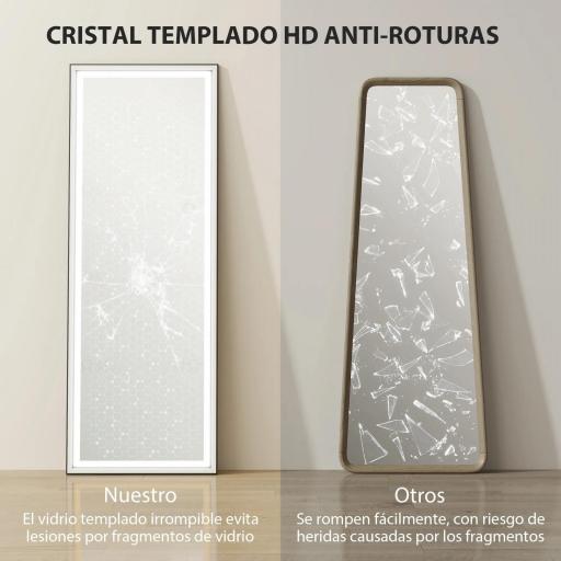 Espejo de Pie Cuerpo Entero con Luces 165x60 cm de Pie o de Pared 3 Temperaturas de Color Ajustables Blanco y Negro [2]