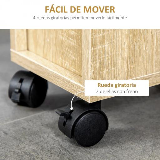 Armario de Baño con Ruedas Mueble Auxiliar para Baño con Estante Abierto Puerta y Cajón 18x30x68,5 cm Roble [3]