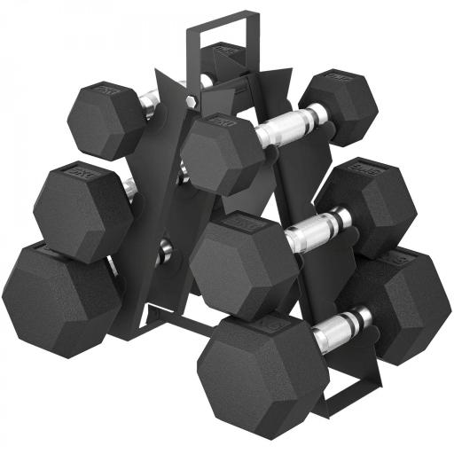 Juego de Mancuernas de 6 Piezas 2 x2 kg 2 x5 kg 2 x8 kg con Soporte de Almacenaje para Entrenamiento en Casa Gimnasio [9]