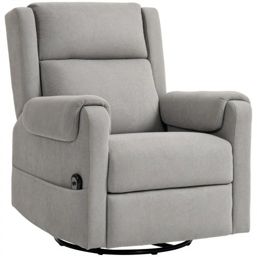 Sillón Relax Reclinable Eléctrico Giratorio y Basculante con Reposapiés Ajustable Mando a Distancia Gris Claro [8]
