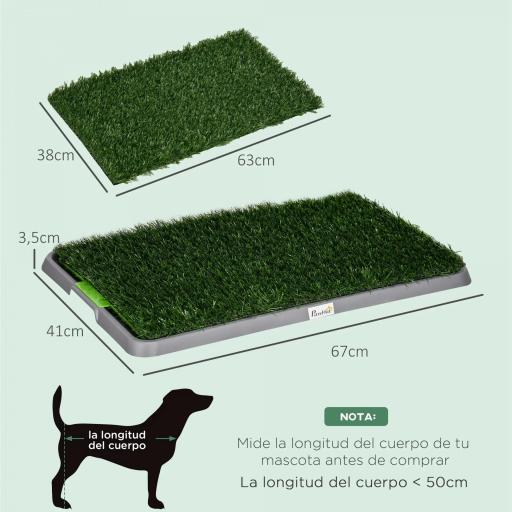 Inodoro para Perros con 2 Céspedes Artificiales Rejilla y Bandeja para Entrenamiento de Cachorros 67x41x3,5 cm Verde [1]
