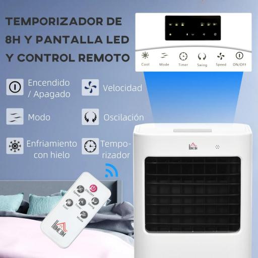 Enfriador de Aire Portátil Silencioso Aire Acondicionado con Pantalla LED y Control Remoto 32x37x74 cm Blanco [2]