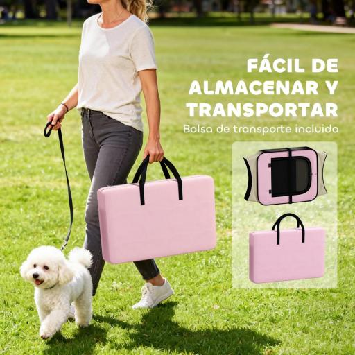 Parque Plegable para Perros y Gatos Corralito Portátil para Animales Pequeños Impermeable de Tela Oxford Ø120x58cm Rosa [3]