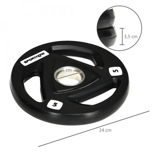 Juego de 2 Discos de Pesas Olímpicas de 5 kg con Orificio de 5 cm para Entrenamiento de Fuerza Ø24x3,5 cm Negro [1]