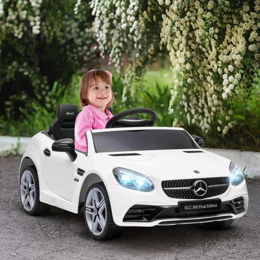 Coche Eléctrico Mercedes SLC 300 12V para Niños de 3-6 Años con Mando a Distancia Faros LED Bocina 107x62,5x44 cm Blanco [0]