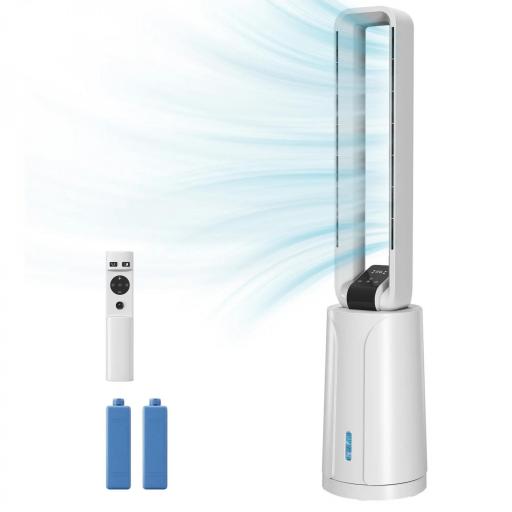 Enfriador de Aire 3 en 1 con Depósito de 1,7L Modos Ajustables Temporizador Control Remoto 24,7x24,7x109,5 cm Blanco [8]