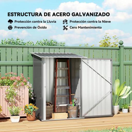 Caseta de Jardín Metálica 0,92 m² 100x103x160 cm con 1 Puerta y Cerradura para Almacenamiento de Herramientas Gris [2]