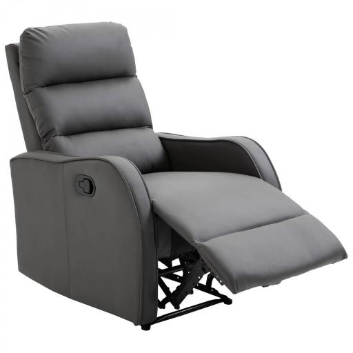 Sillón Relax Reclinable Sofá Relax Tapizado en PU con Reposapiés Retráctil para Dormitorio Salón 65x89x100 cm Gris [9]