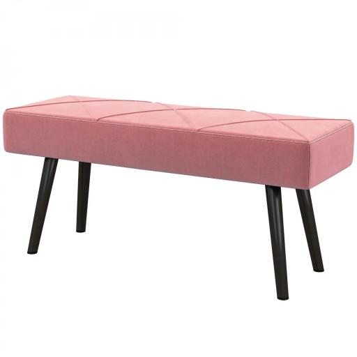 Taburete Pie de Cama Multifuncional con Pies de Acero y Asiento Acolchado para Entrada Pasillo 100x36x45 cm Rosa [8]