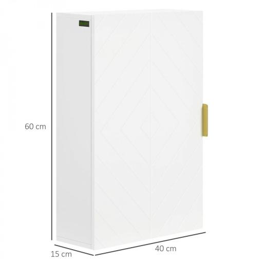 Mueble para Baño Suspendido con 1 Asa de Acero y Estantes Ajustables Estilo Moderno 40x15x60 cm Blanco [4]