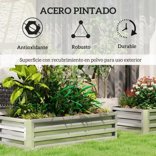 Jardinera Elevada Rectangular de Acero Galvanizado para Cultivar Plantas Flores Hierba 120x60x30,5 cm Plata [2]