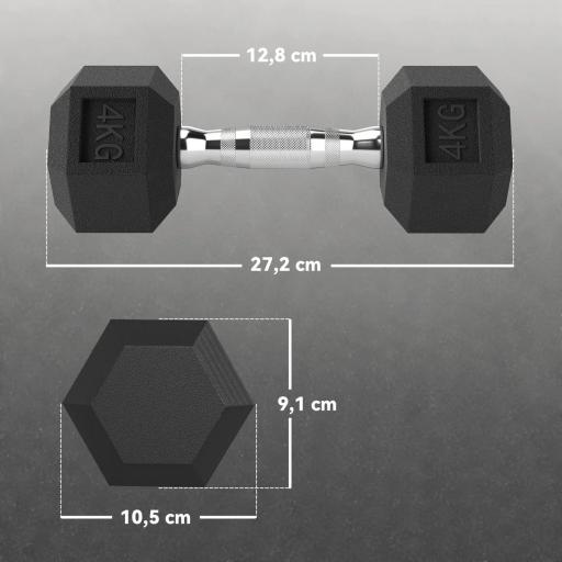 Juego de Mancuernas de 2x4 kg con Barra de Conexión Metálica y Cabeza Hexagonal para Entrenamiento en Casa Negro y Plata [1]