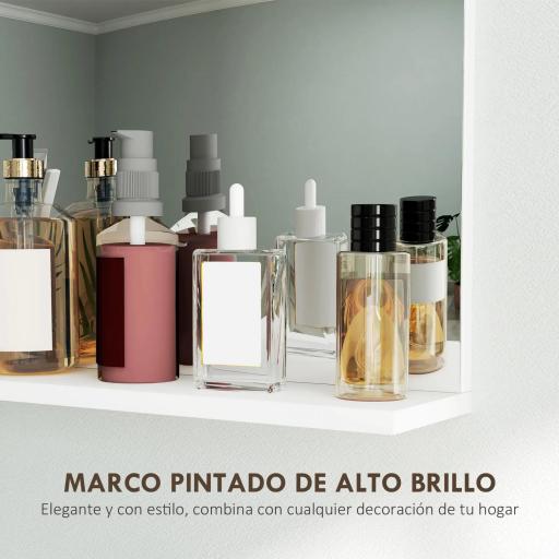 Espejo de Baño de Pared con Estante Abierto Espejo para Entrada Pasillo 50x12x60 cm Blanco [3]