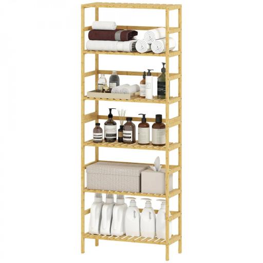 Estantería de Bambú de 6 Niveles Librería para Espacios Pequeños Baño Sala de Estar y Cocina Natural [7]