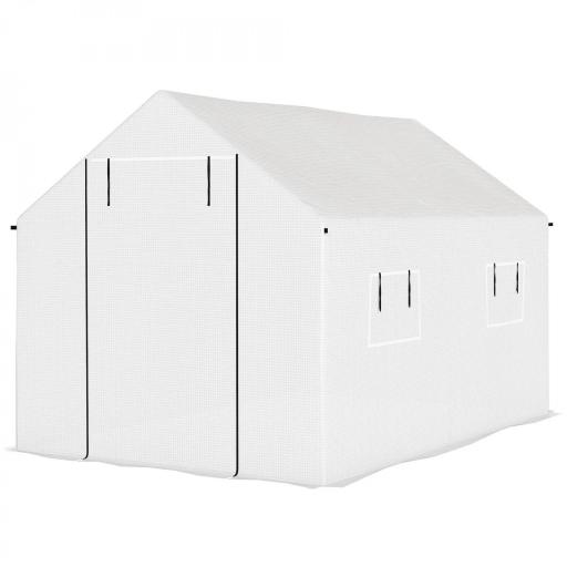 Invernadero de Túnel 2x3x2 m con 4 Ventanas de Malla y Puerta con Cremallera Invernadero de Huerto para Jardín Blanco [8]
