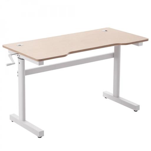 Escritorio de Pie 120x60x72-117 cm con Altura Ajustable Manual con Manivela Mesa para Ordenador para Oficina Estudio Salón Estilo Racing Carga 150 kg Natural [8]
