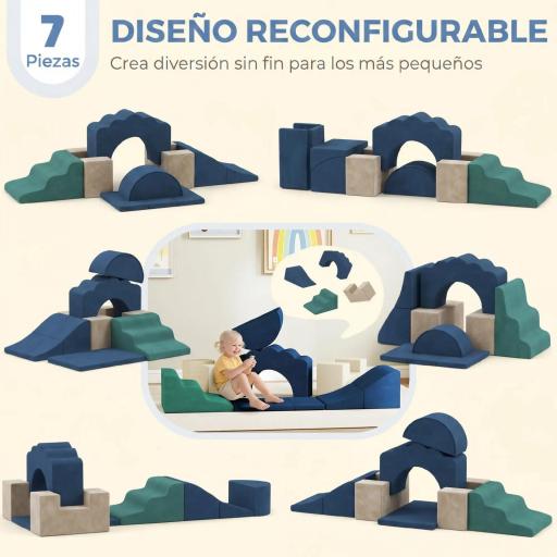 Juego de 7 Bloques de Espuma para Niños Bloques de Psicomotricidad con Base Antideslizante para 0,5-3 Años Azul Oscuro [4]